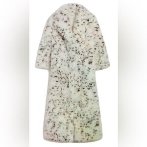APPARIS Gabrielle Snow Leopard Maxi Coat in Blanc Multi NWT Luxury